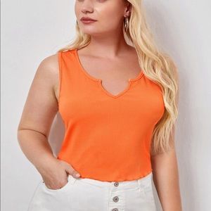 Shein plus size notched rib knit crop tank top